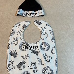 Baby boy Bib with matching beanie